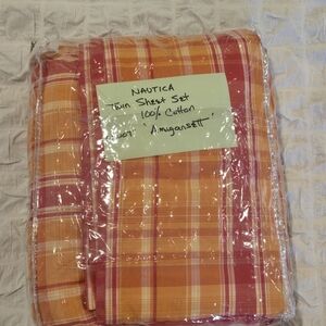 Nautica Twin Sheet Set – Amagansett Plaid | 100% Cotton, NWOT